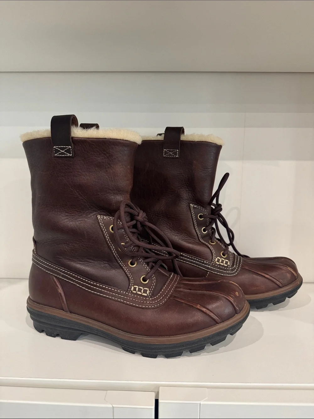 Cole Haan - Men's Brown Leather Lace-Up Winter Boots